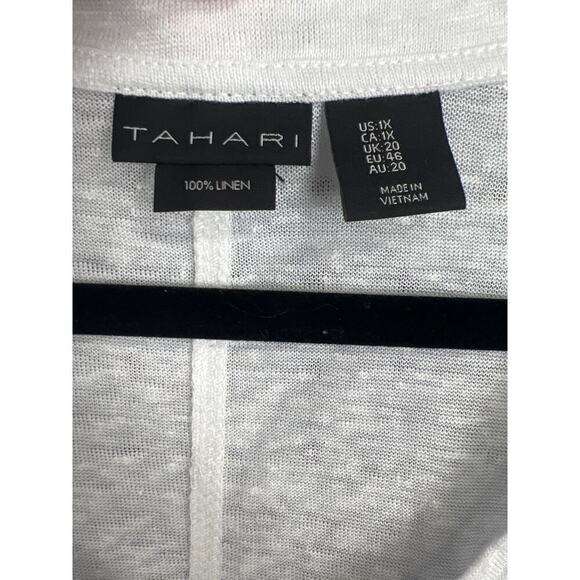 Tahari Burnout 100% Linen 3/4 Sleeve Tee Size 1X - Picture 6 of 7